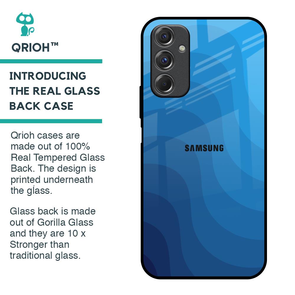 Blue Wave Abstract Glass Case for Samsung Galaxy F34 5G