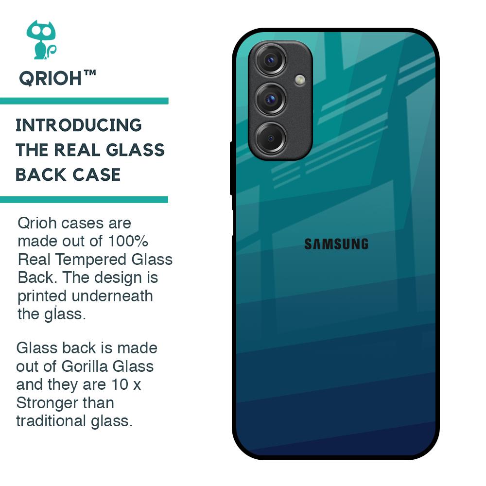 Green Triangle Pattern Glass Case for Samsung Galaxy F34 5G
