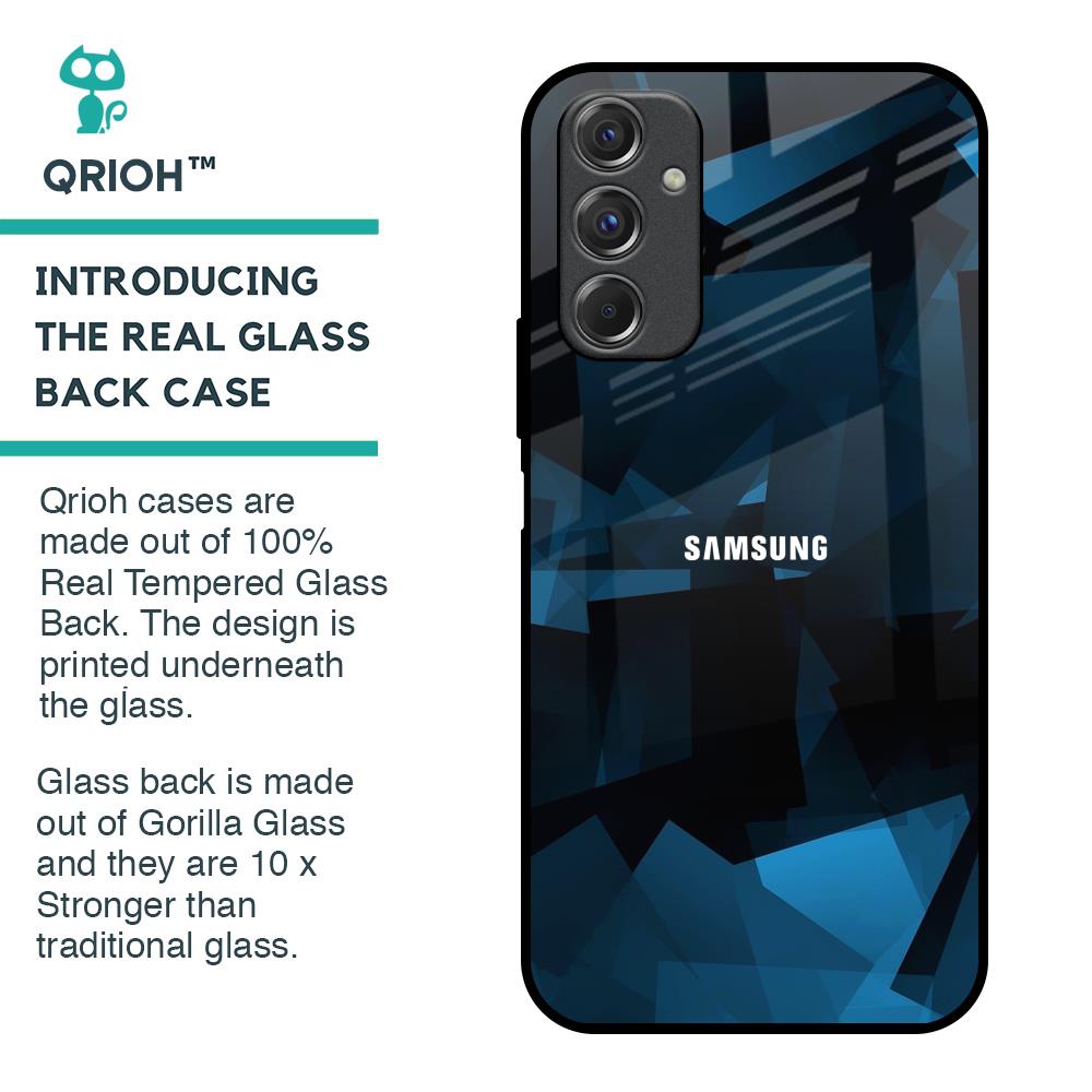 Polygonal Blue Box Glass Case For Samsung Galaxy F34 5G