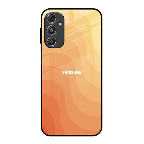 Orange Curve Pattern Samsung Galaxy M34 5G Glass Back Cover Online