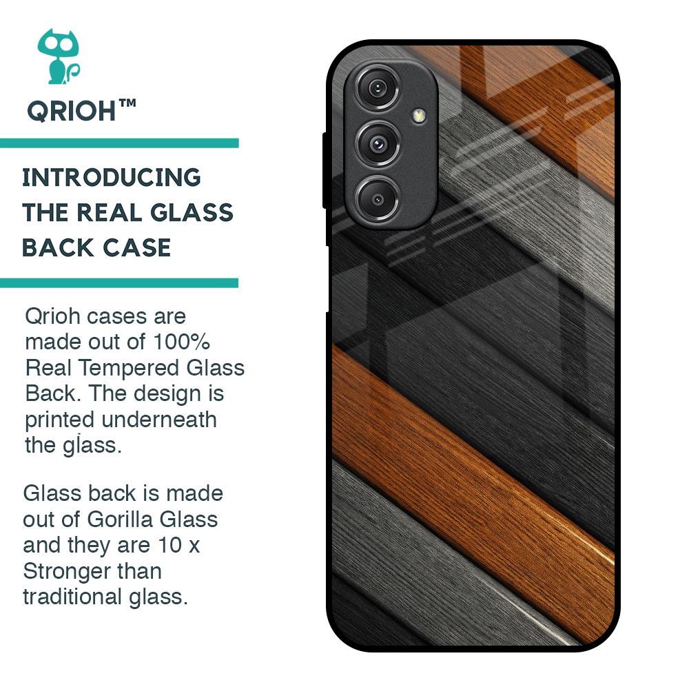 Tri Color Wood Glass Case for Samsung Galaxy M34 5G