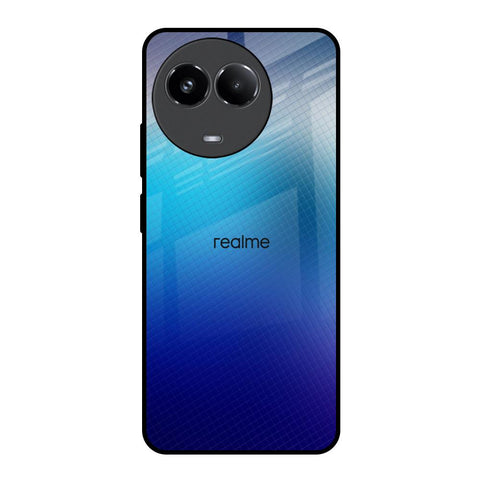 Blue Rhombus Pattern Realme 11x 5G Glass Back Cover Online