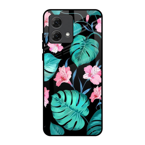 Tropical Leaves & Pink Flowers Motorola G84 5G Glass Back Cover Online