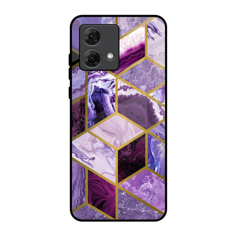 Purple Rhombus Marble Motorola G84 5G Glass Back Cover Online