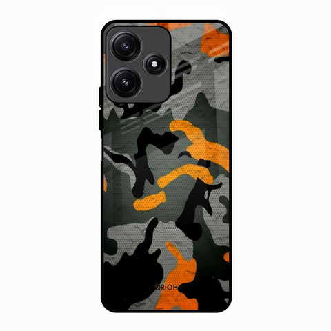 Camouflage Orange Poco M6 Pro 5G Glass Back Cover Online