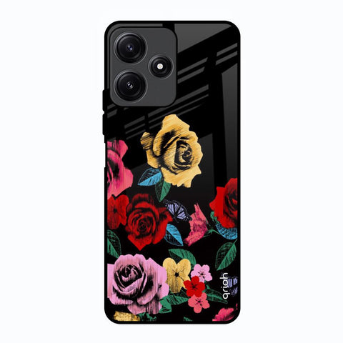 Floral Decorative Poco M6 Pro 5G Glass Back Cover Online