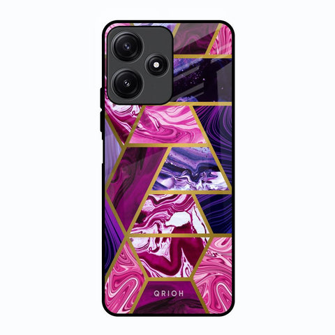 Electroplated Geometric Marble Poco M6 Pro 5G Glass Back Cover Online