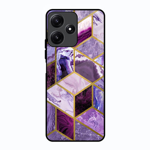 Purple Rhombus Marble Poco M6 Pro 5G Glass Back Cover Online