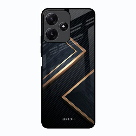 Sleek Golden & Navy Poco M6 Pro 5G Glass Back Cover Online