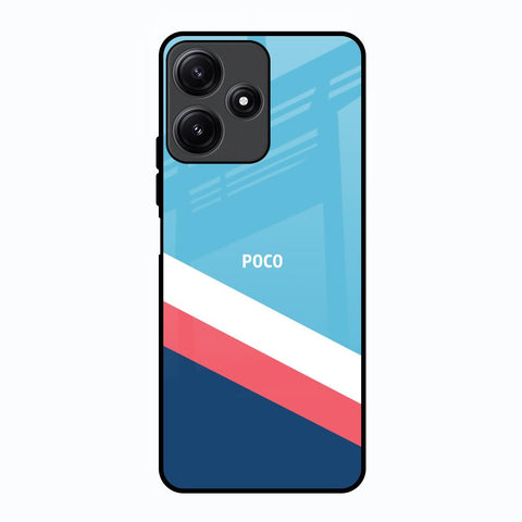 Pink & White Stripes Poco M6 Pro 5G Glass Back Cover Online