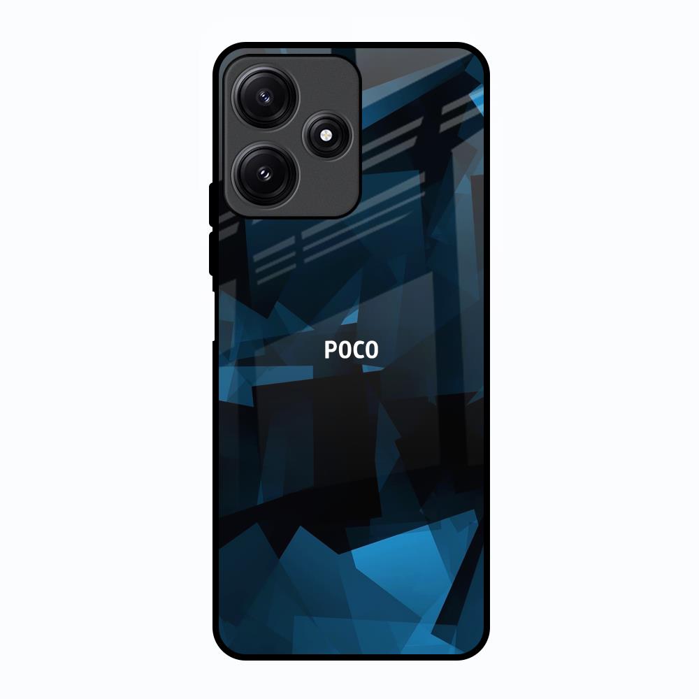 Polygonal Blue Box Poco M6 Pro 5G Glass Back Cover Online