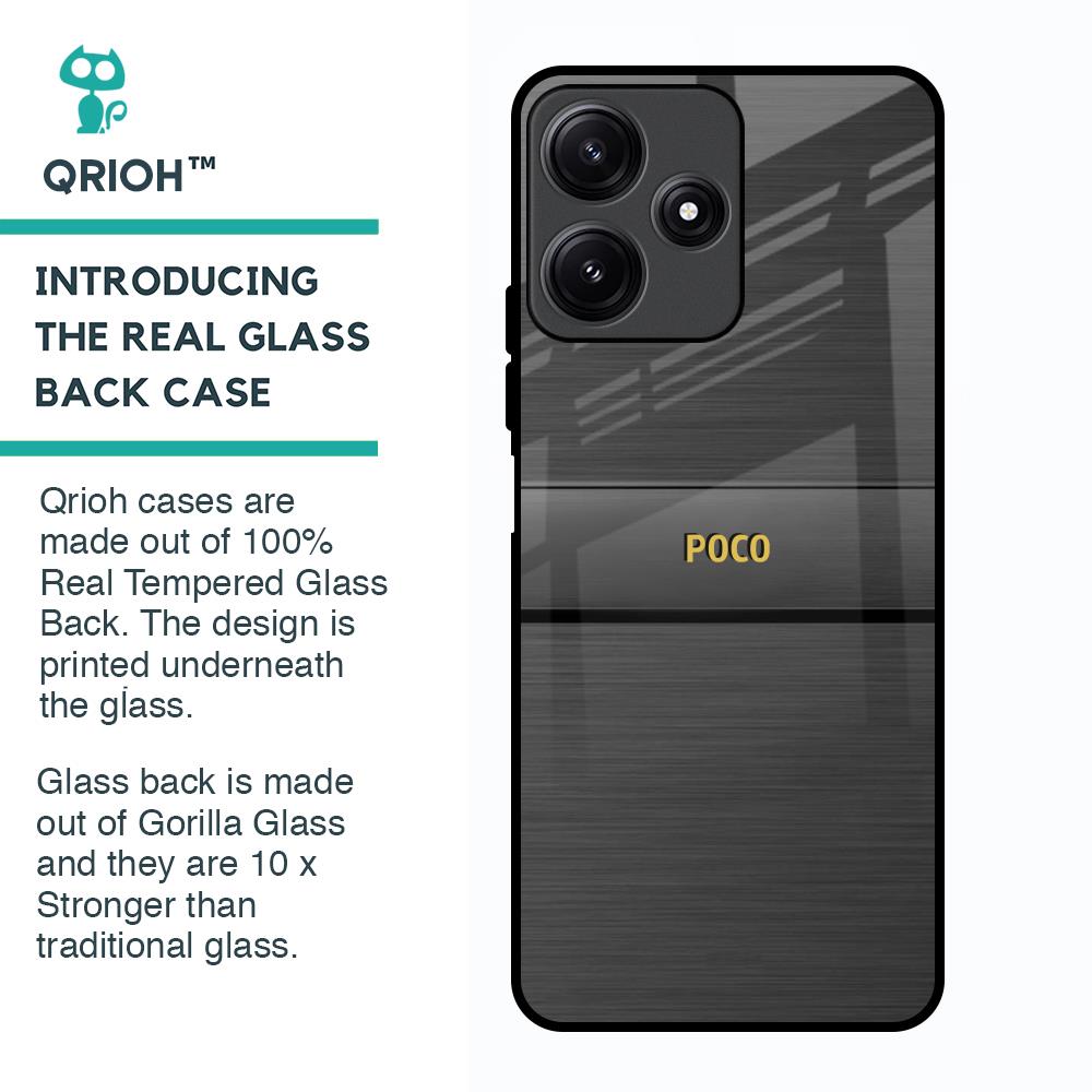 Grey Metallic Glass Case For Poco M6 Pro 5G
