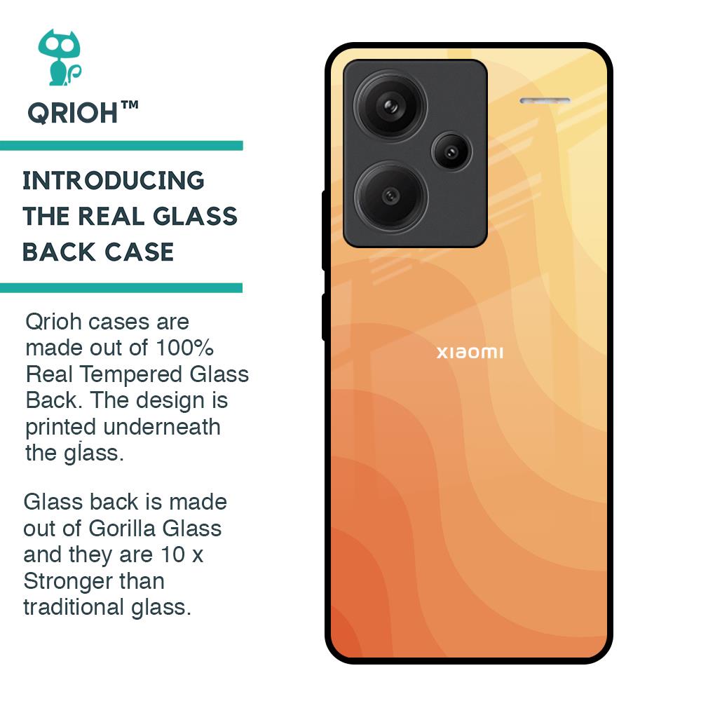 Orange Curve Pattern Glass Case for Redmi Note 13 Pro Plus 5G