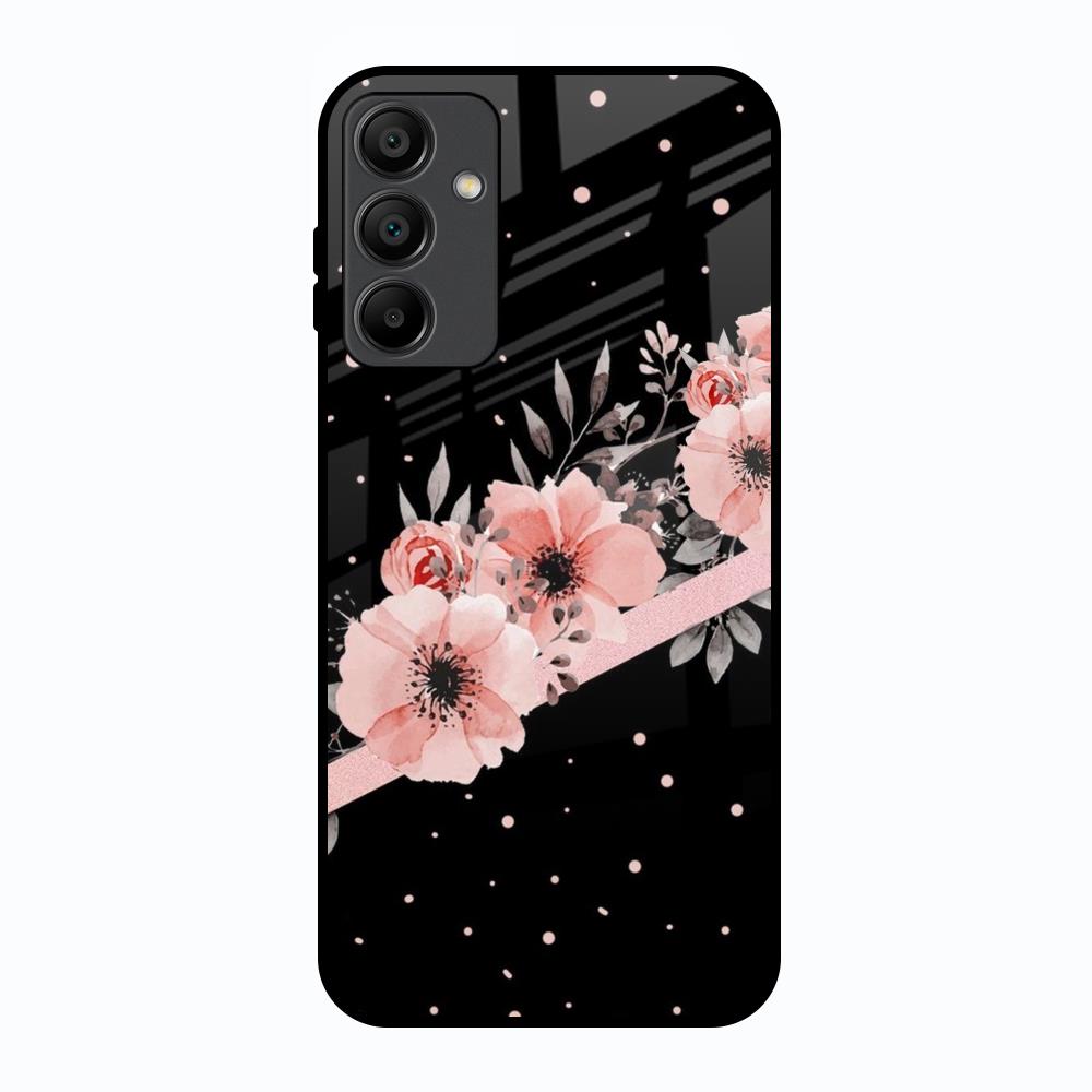 Floral Black Band Samsung Galaxy A15 5G Glass Back Cover Online