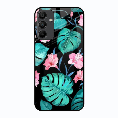 Tropical Leaves & Pink Flowers Samsung Galaxy A15 5G Glass Back Cover Online