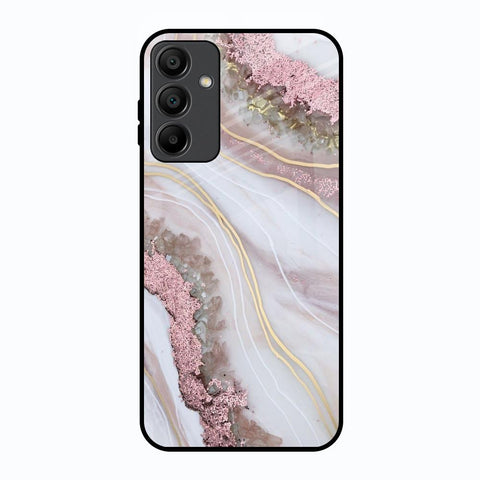 Pink & Gold Gllitter Marble Samsung Galaxy A15 5G Glass Back Cover Online