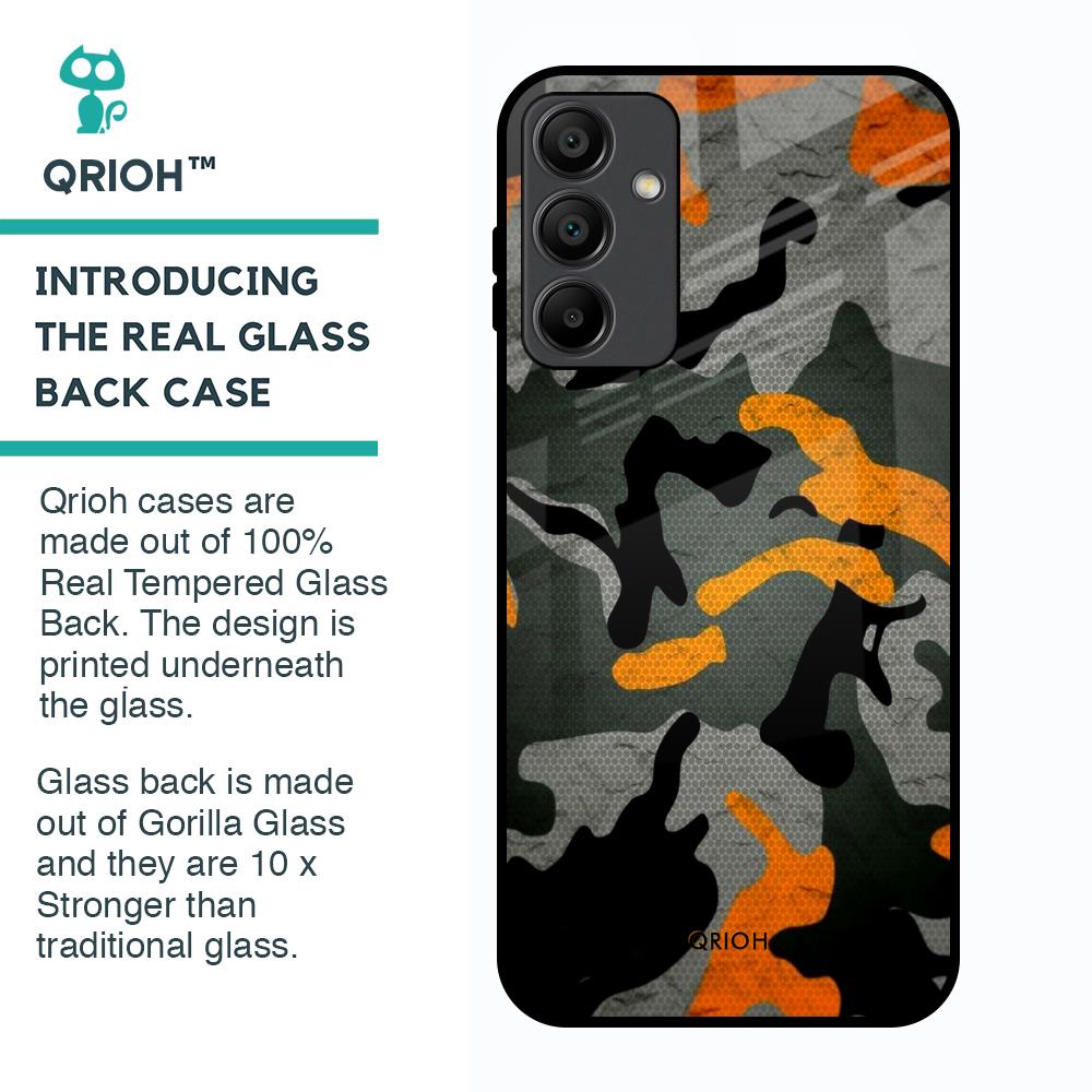 Camouflage Orange Glass Case For Samsung Galaxy A15 5G