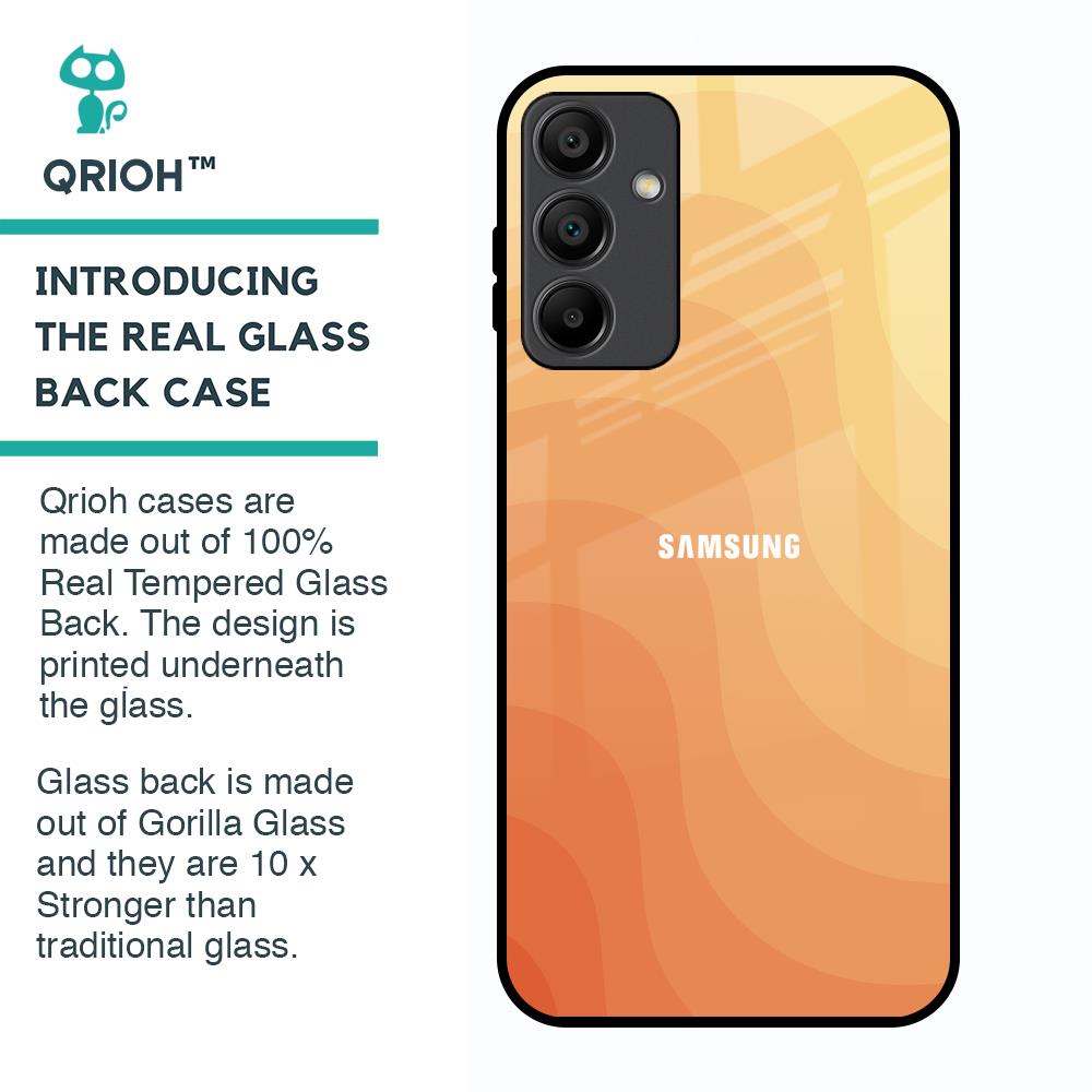 Orange Curve Pattern Glass Case for Samsung Galaxy A15 5G