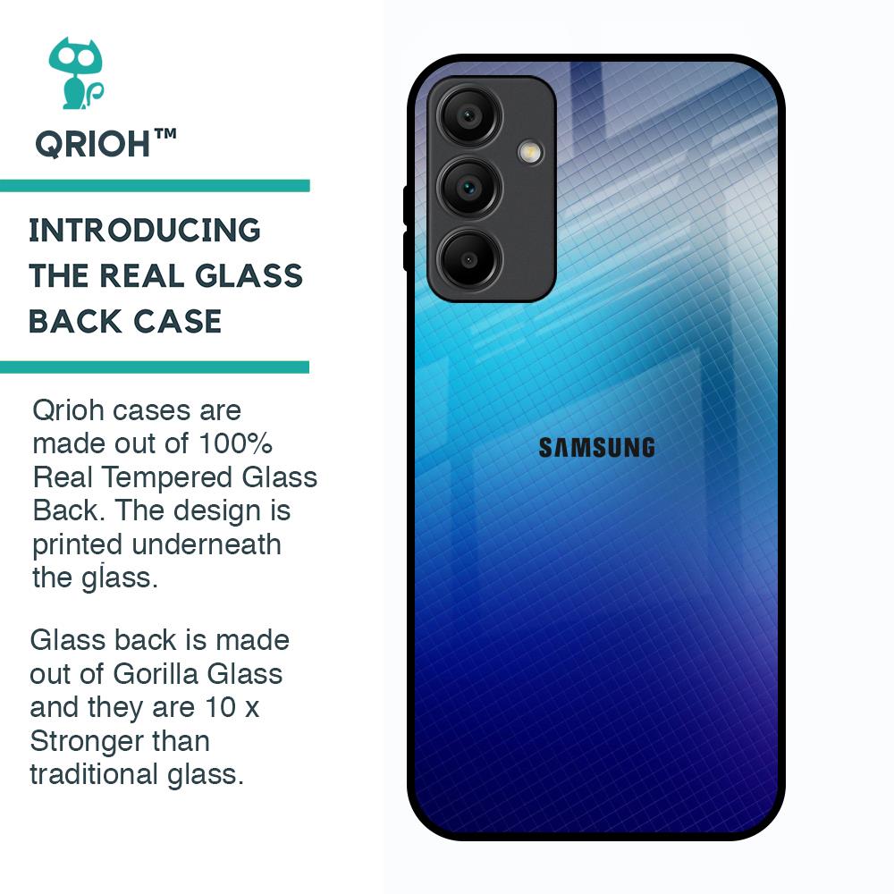 Blue Rhombus Pattern Glass Case for Samsung Galaxy A15 5G