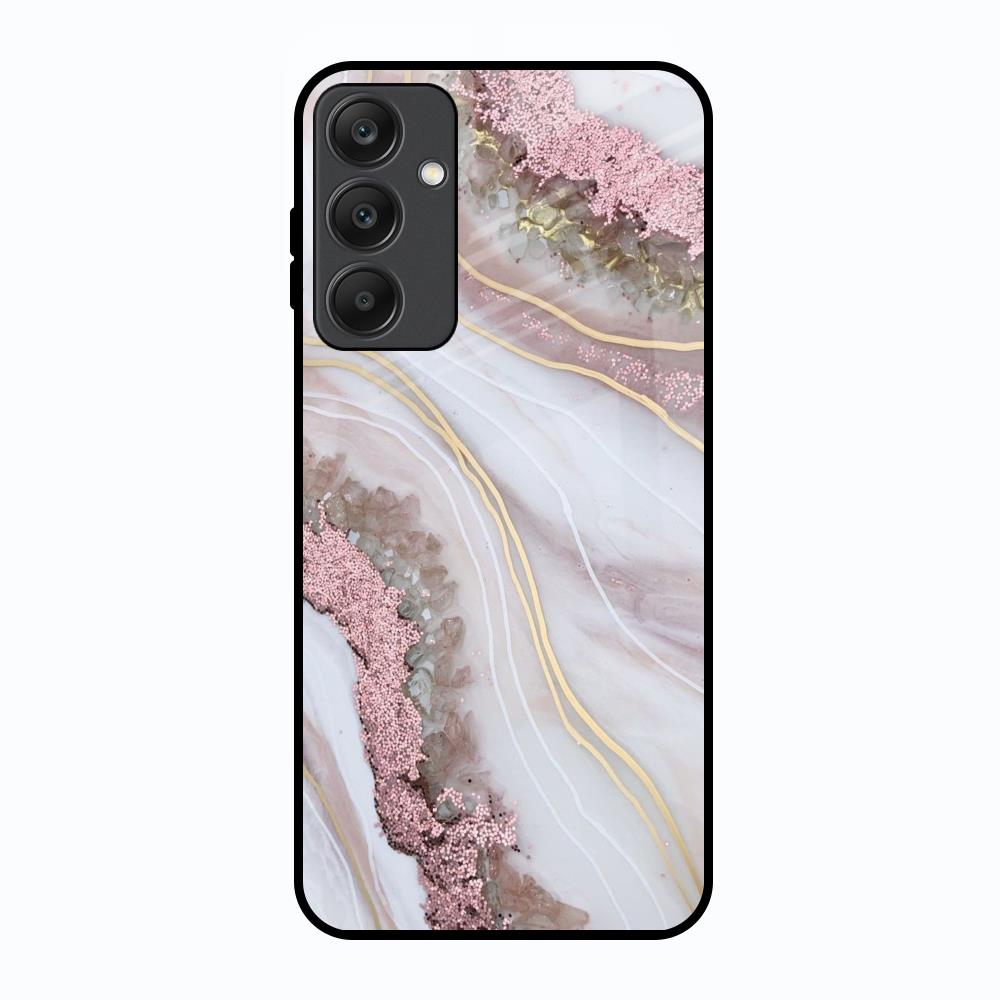 Pink & Gold Gllitter Marble Samsung Galaxy A25 5G Glass Back Cover Online