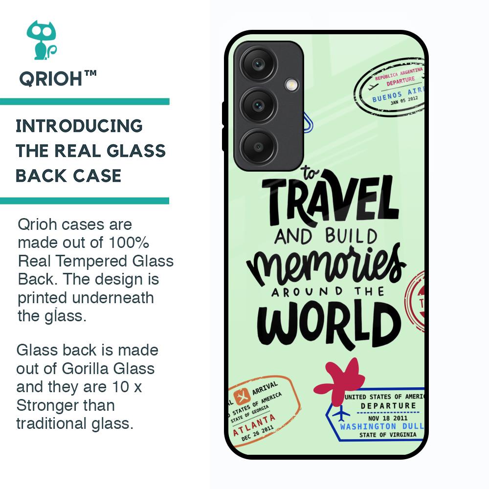 Travel Stamps Glass Case for Samsung Galaxy A25 5G