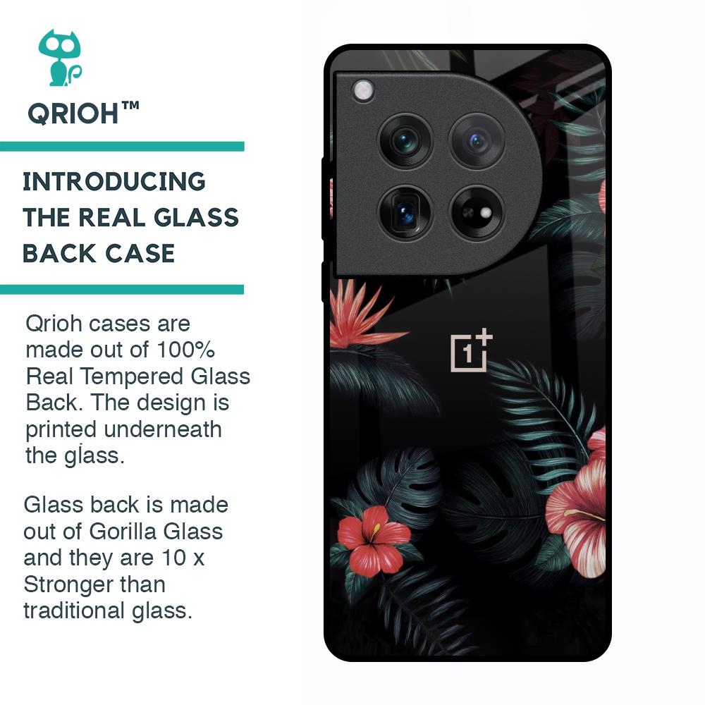 Tropical Art Flower Glass Case for Oneplus 12
