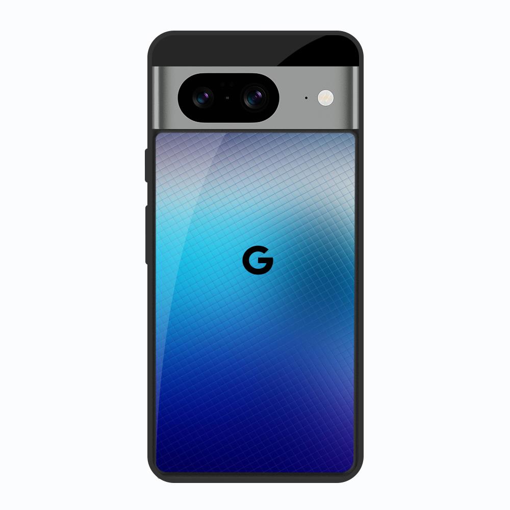 Blue Rhombus Pattern Google Pixel 8 Glass Back Cover Online