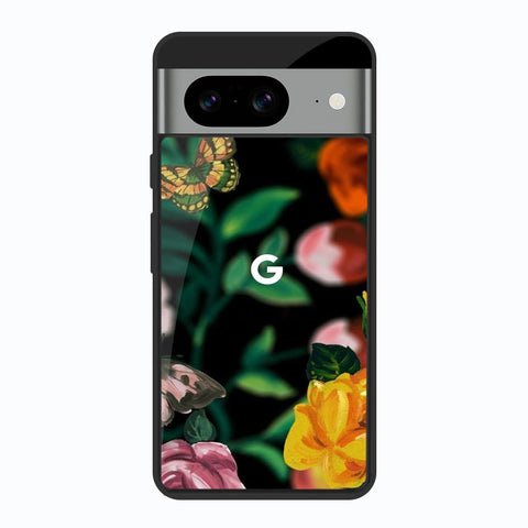 Flowers & Butterfly Google Pixel 8 Glass Back Cover Online