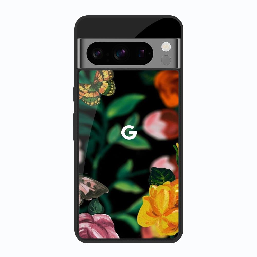 Flowers & Butterfly Google Pixel 8 Pro Glass Back Cover Online