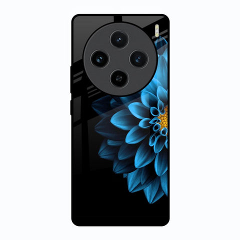 Half Blue Flower Vivo X100 5G Glass Back Cover Online