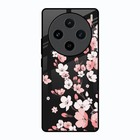 Black Cherry Blossom Vivo X100 5G Glass Back Cover Online
