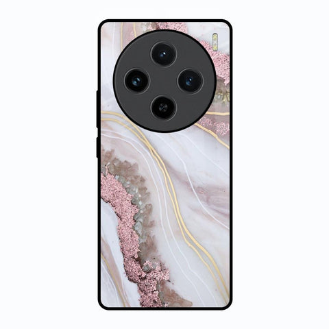 Pink & Gold Gllitter Marble Vivo X100 5G Glass Back Cover Online