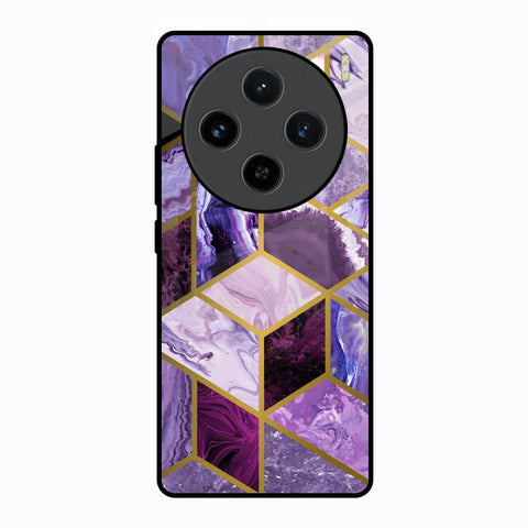 Purple Rhombus Marble Vivo X100 5G Glass Back Cover Online