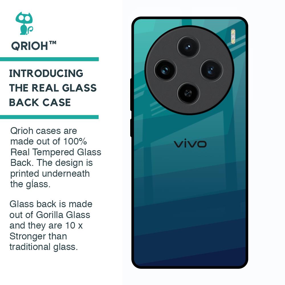 Green Triangle Pattern Glass Case for Vivo X100 5G