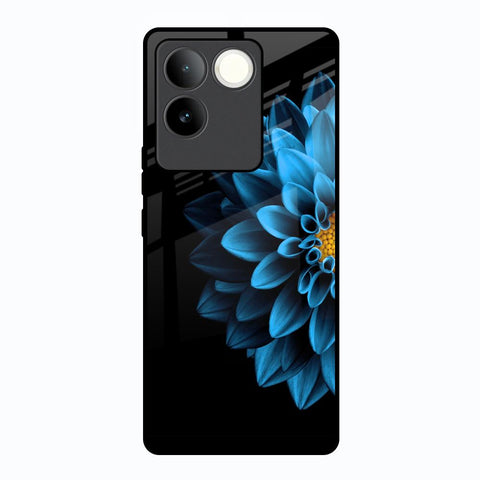 Half Blue Flower Vivo T2 Pro 5G Glass Back Cover Online