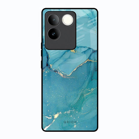 Blue Golden Glitter Vivo T2 Pro 5G Glass Back Cover Online