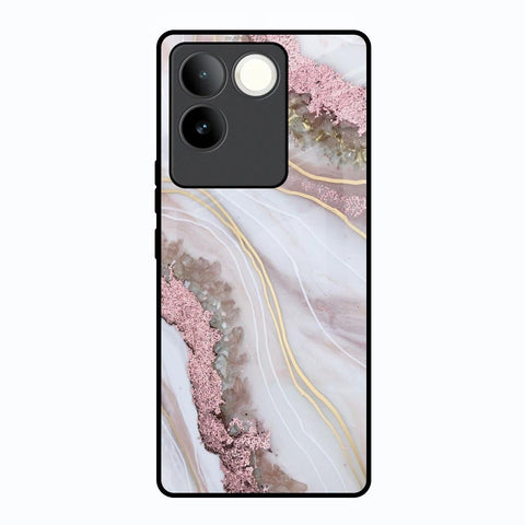 Pink & Gold Gllitter Marble Vivo T2 Pro 5G Glass Back Cover Online