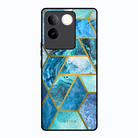 Turquoise Geometrical Marble Vivo T2 Pro 5G Glass Back Cover Online