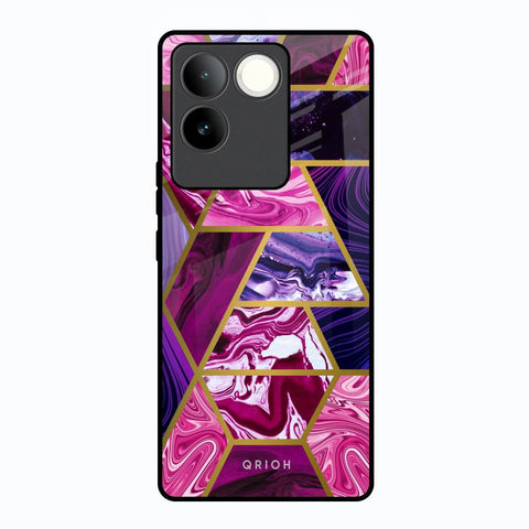 Electroplated Geometric Marble Vivo T2 Pro 5G Glass Back Cover Online