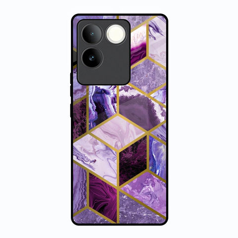 Purple Rhombus Marble Vivo T2 Pro 5G Glass Back Cover Online