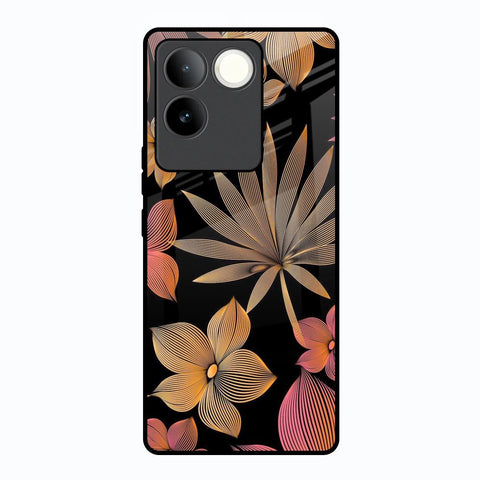 Lines Pattern Flowers Vivo T2 Pro 5G Glass Back Cover Online