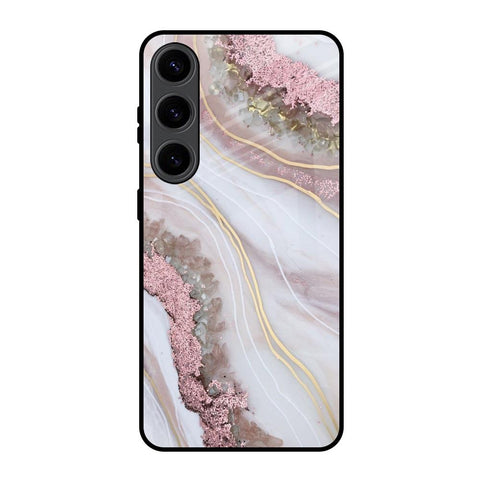 Pink & Gold Gllitter Marble Samsung Galaxy S24 5G Glass Back Cover Online