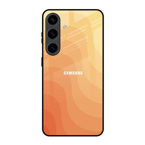 Orange Curve Pattern Samsung Galaxy S24 5G Glass Back Cover Online