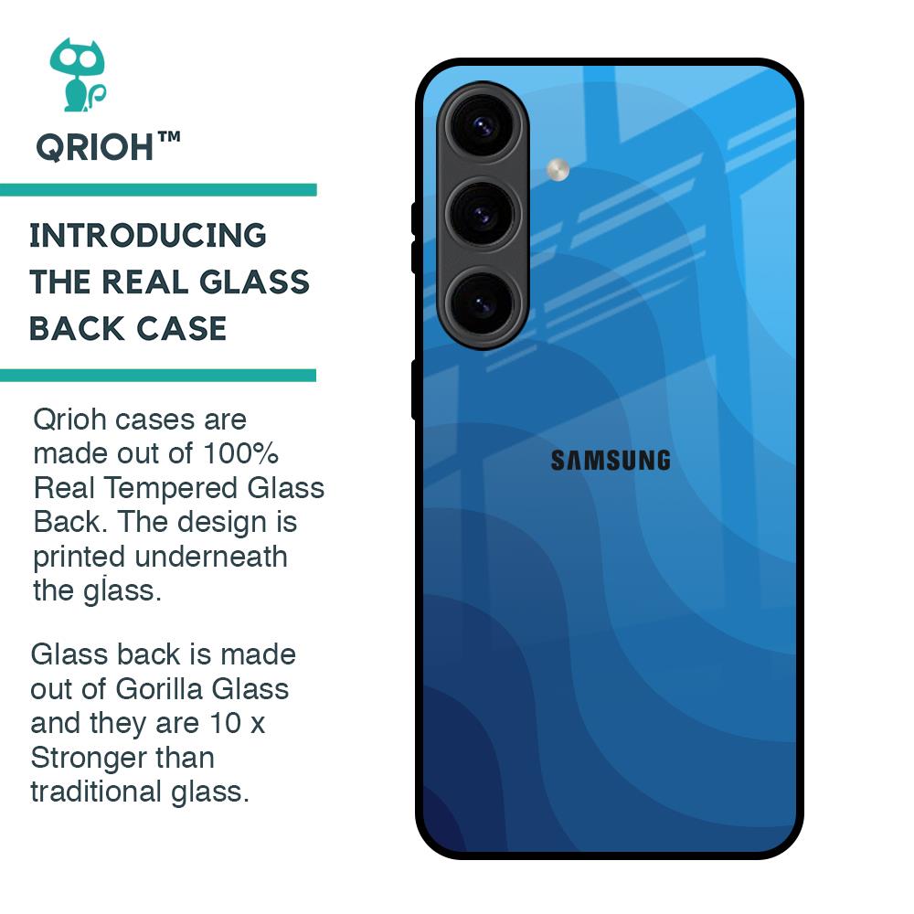 Blue Wave Abstract Glass Case for Samsung Galaxy S24 5G