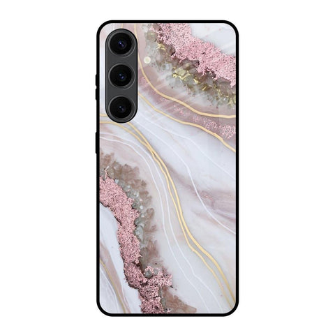 Pink & Gold Gllitter Marble Samsung Galaxy S24 Plus 5G Glass Back Cover Online