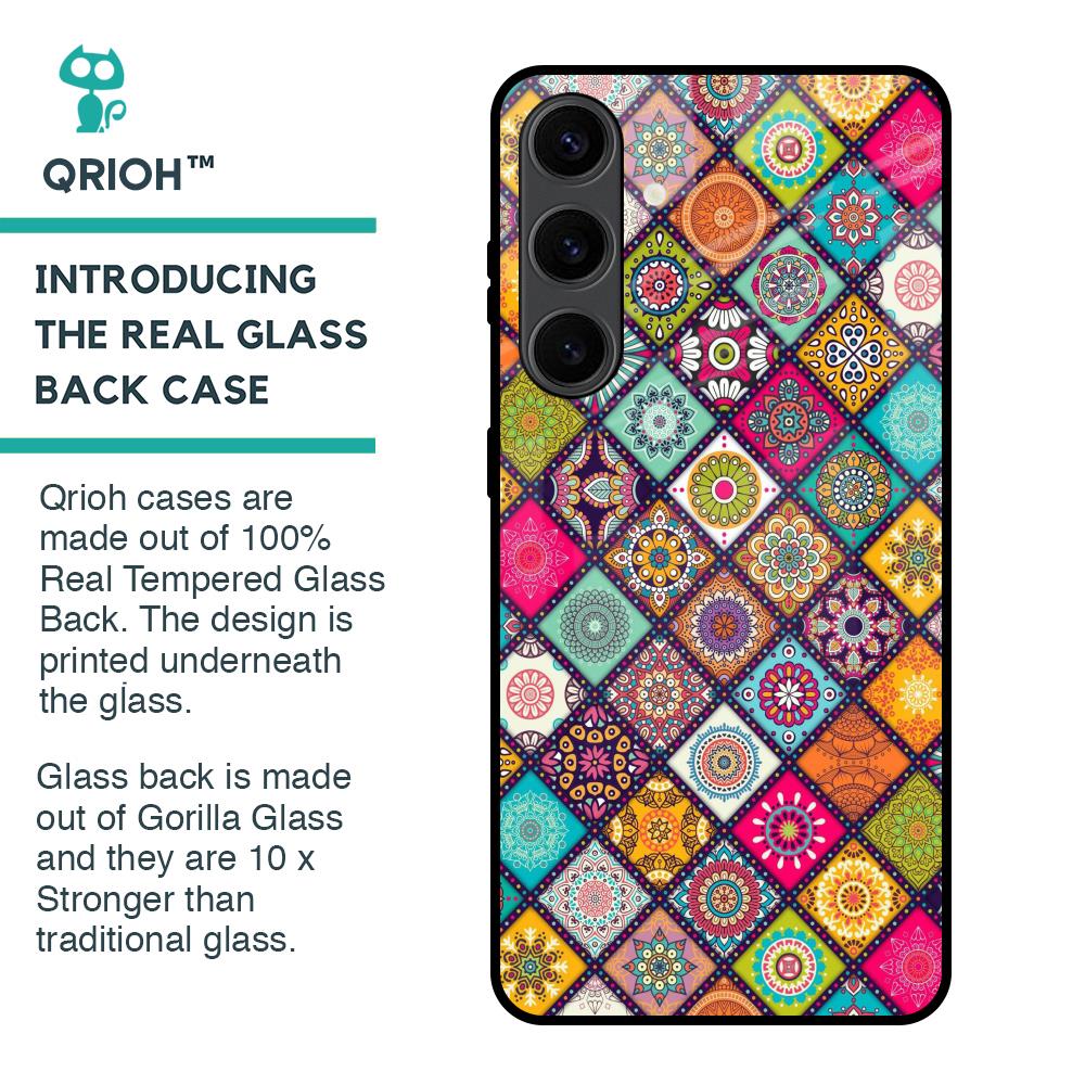 Multicolor Mandala Glass Case for Samsung Galaxy S24 Plus 5G