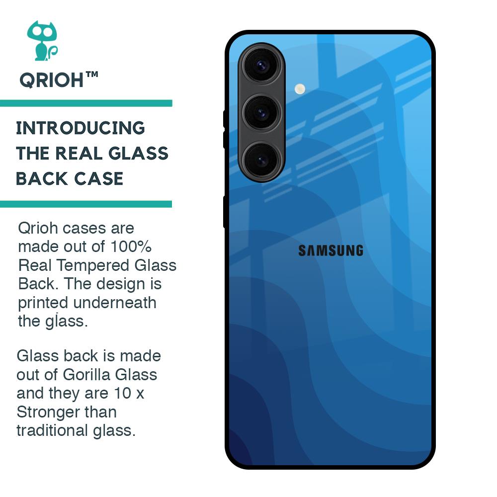 Blue Wave Abstract Glass Case for Samsung Galaxy S24 Plus 5G