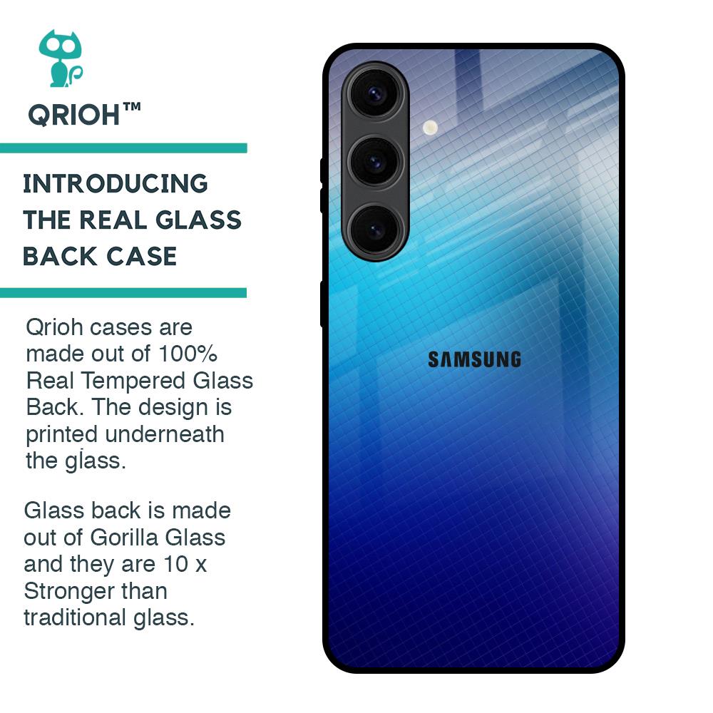 Blue Rhombus Pattern Glass Case for Samsung Galaxy S24 Plus 5G