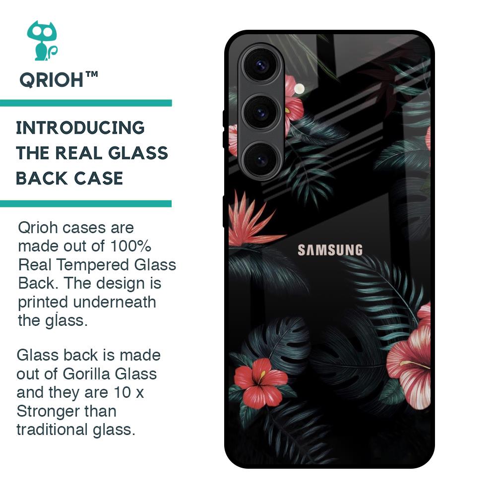 Tropical Art Flower Glass Case for Samsung Galaxy S24 Plus 5G