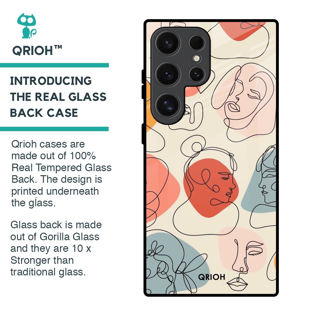 Abstract Faces Glass Case for Samsung Galaxy S24 Ultra 5G